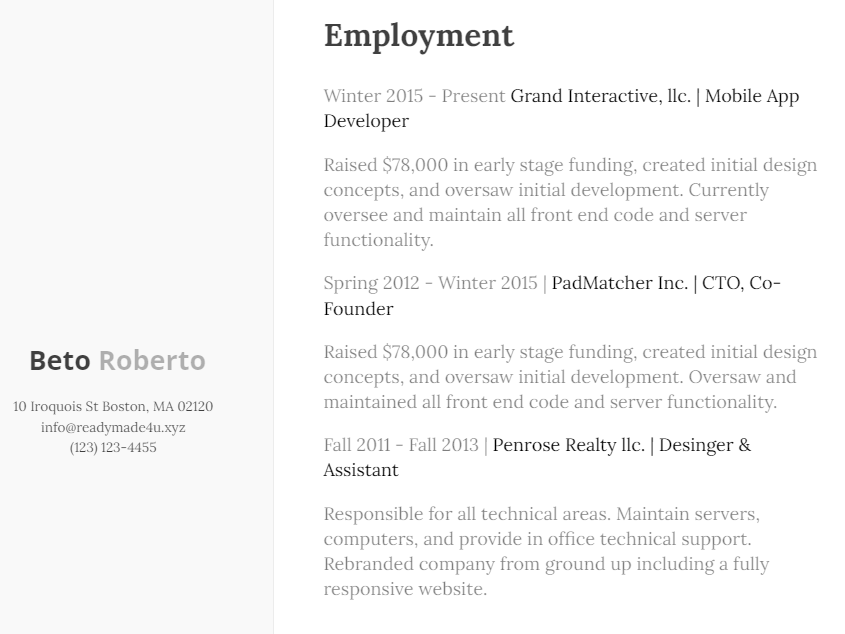 Resume Classic plain